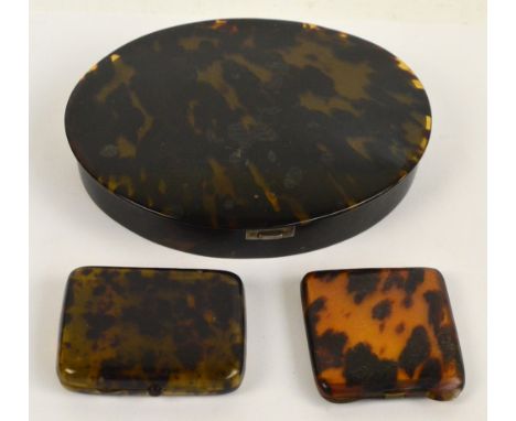 J & R F LTD; a George V hallmarked silver mounted oval faux tortoiseshell dressing table box,  London 1920, width 18cm, a fau