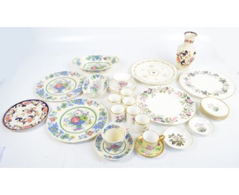 A set of six Royal Worcester coffee cans with saucers and various other pieces of Royal Worcester including trio, cup and sau