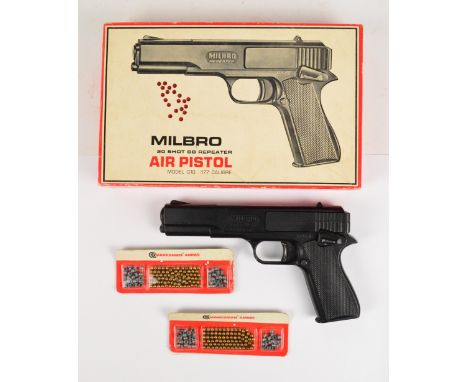 MILBRO; a 20 shot BB 'Repeater' air pistol, model G10, .177 calibre, in original box with two sets of marksman ammo.