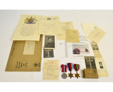 Three WWII medals comprising a War Medal, Pacific Star and 1939-45 Star, issued to Private George Ritson of Bolton who was a 