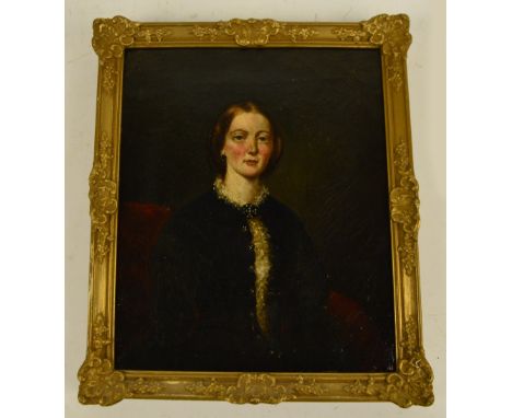 19TH CENTURY ENGLISH SCHOOL; oil on canvas, portrait study of a young woman seated, unsigned, 30.5 x 25.5cm, framed.
