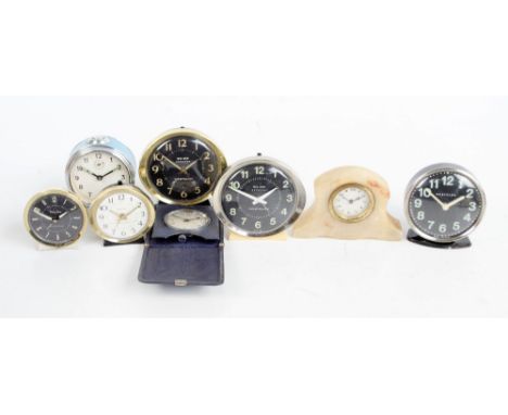 A small quantity of clocks and timepieces including an alabaster example, travelling clock, Big Ben Westclox, etc.
