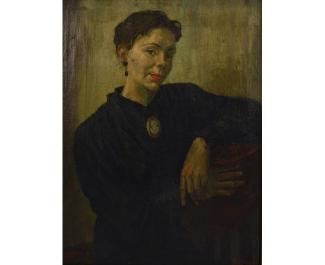 AS FINLAYSON; oil on canvas, an early 20th century portrait of a woman in mourning dress, signed lower right, 67 x 50cm, fram