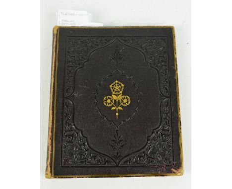 An interesting tooled leather on board album from 1851 onwards, containing handwritten poems both in the album and on attache