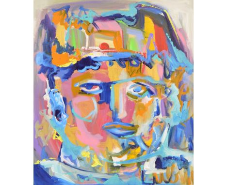 NOAH LUBIN (born 1979); oil on canvas, head and shoulders portrait study, signed lower right, 76 x 61cm, block mounted but un