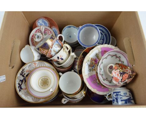 A quantity of predominantly early 19th century English cups and saucers, also some Continental examples.