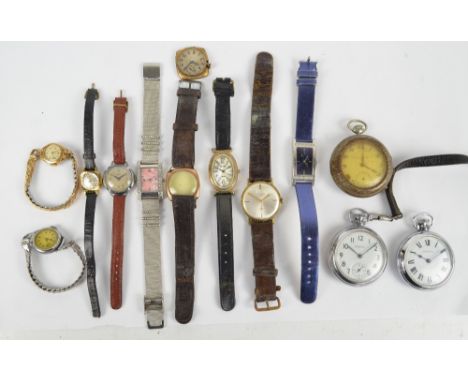 A quantity of wristwatches and pocket watches to include and gentleman's Selza wristwatch, circular silver dial set with bato