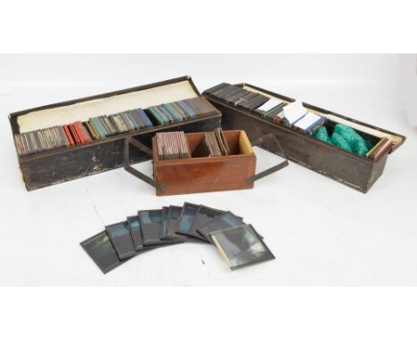 A quantity of glass Magic Lantern slides, labelled 'Plant Pollenation', 'Insects' and 'Bee Keeping', etc (3).   CONDITION REP