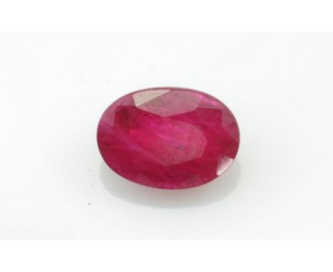 An unmounted natural oval mixed cut ruby, approx 1.62cts, origin suggested as Burma, sold with International Gemological Inst
