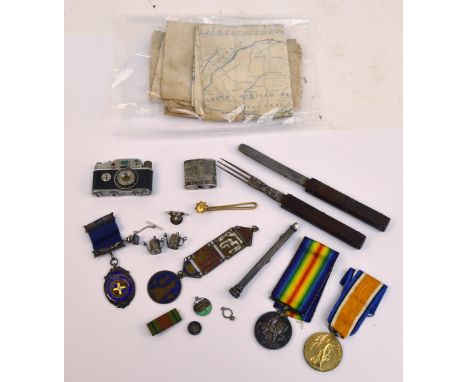 A WWI British War Medal and Victory Medal awarded to '49649 PTE.A.H. PIERPOINT. S. WALES BORD.' and a quantity of mixed colle