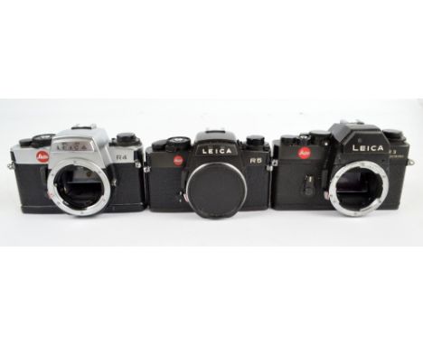LEICA; three camera bodies; R3 Electonic, R4 and R5 (3).