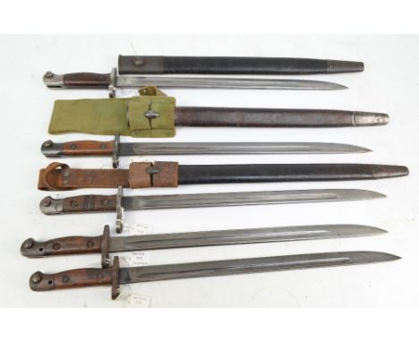 Five British bayonets; 1907 Enfield, 1913 Winchester, 1907 Chapman, 1907 Remington and 1907 Wilkinson (5).