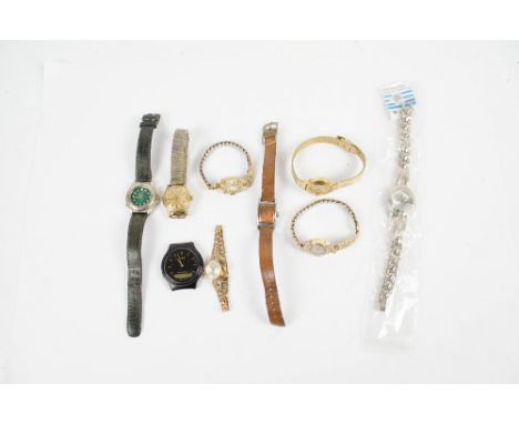 A group of wristwatches to include a 9ct yellow gold cased lady's Accurist wristwatch, the movement with twenty-one jewels, t