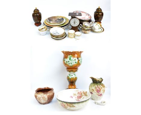 A quantity of ceramics to include early 20th century tea cups and saucers, decorative plates and Royal Crown Derby gilt plate