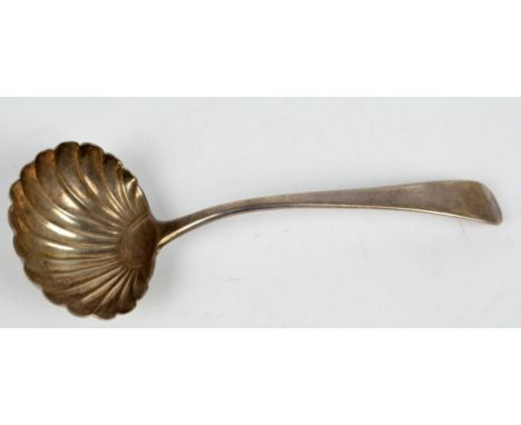 WILLIAM SUMNER; a George III hallmarked silver sauce ladle with scallop moulded bowl, London 1791, length 17cm, approx 1.4ozt