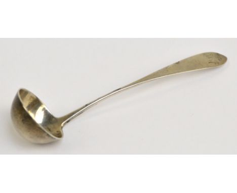 ROBERT KAYE; a George III Scottish Provincial hallmarked silver Celtic point pattern sauce ladle, Perth c.1820, initialled WH