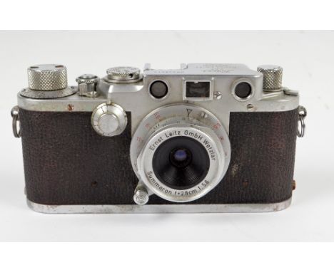 LEICA; a IIIF camera, serial no.528614, 1950, with Summaron f=2.8cm 1:5.6 lens, with leather case.   CONDITION REPORT:  The s