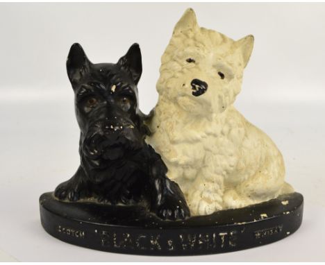 A Brentleigh Ware ceramic Scotch 'Black and White' Whisky advertising plaque modelled as a Scottie and a West Highland terrie