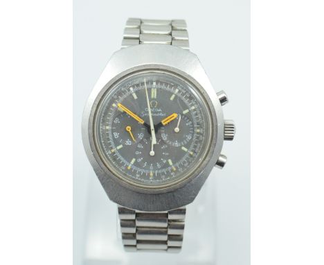 OMEGA; a c.1972 gentleman's stainless steel Seamaster wristwatch with triple subsidiary seconds dials and Omega strap, width 