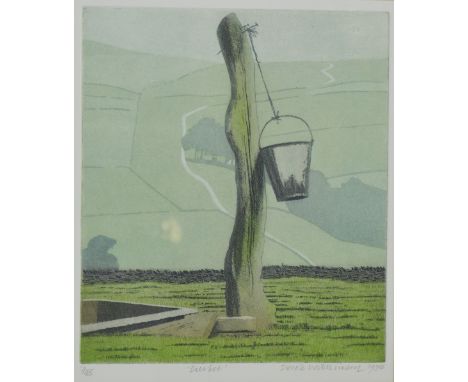 DEREK WILKINSON (1929-2001); a signed limited edition coloured print, 'Bucket', 7/45, dated 1994, 27 x 22cm, framed and glaze