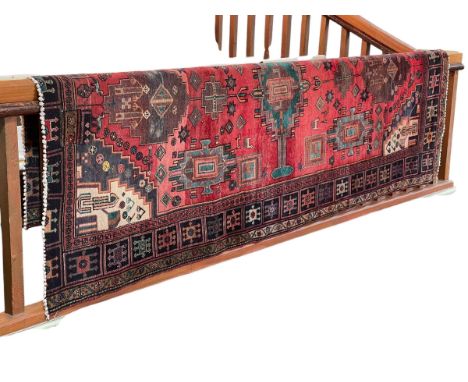 Hand knotted Persian Hamadan carpet 3.10 by 1.48.