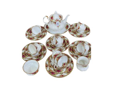 Thirty two piece Royal Albert Old Country Roses tea service.