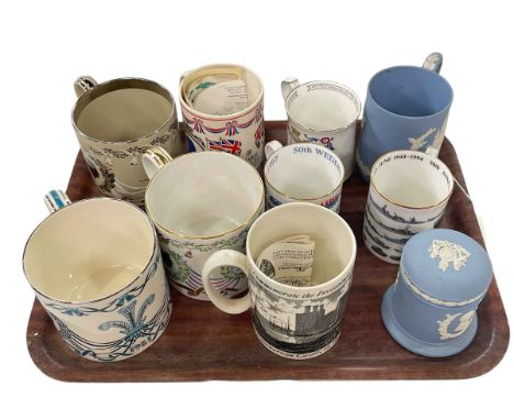 Wedgwood, Royal Worcester and Aynsley mugs including R Guyatt.