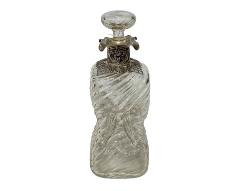 William Comyns silver mounted glug decanter, London 1898, 25cm.