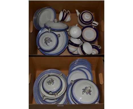 Royal Doulton and Burslem part dinner service together with a Royal Worcester Regency pattern part tea service (2 boxes)
