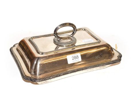 A George V silver entrée dish by Henry Wilkinson &amp; Co. of notched rectangular form and with gadrooned rims, assayed Londo