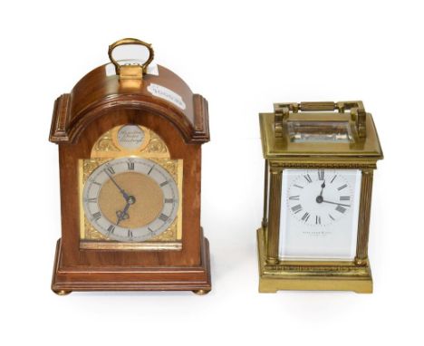 A brass carriage timepiece, the dial signed Page, Keen &amp; Page, Plymouth, together with a Hamilton &amp; Inches mahogany v