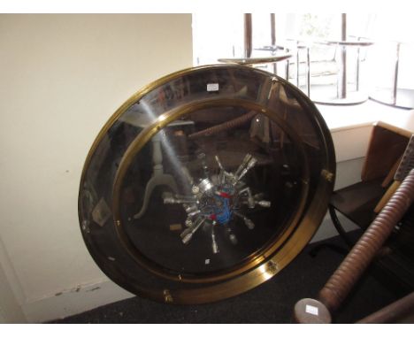 Very large mid 20th Century gilt metal and crystal circular two tier light fitting (for re-assembly)
