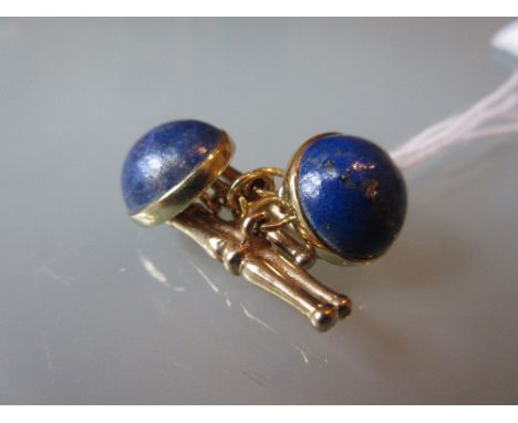 Pair of 14ct gold lapis lazuli set cufflinks