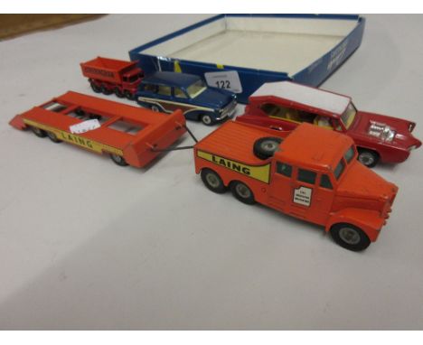 Matchbox Series Kingsize No. 8 diecast metal Scammell tractor with trailer, together with three other diecast metal model car