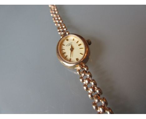 Ladies 9ct gold cased Rotary wristwatch with integral bracelet strap
