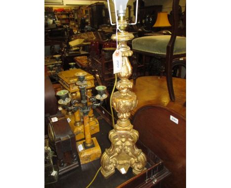 Carved and gilded table lamp in antique Dutch style