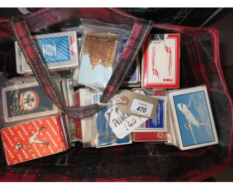 Bag containing a quantity of playing cards, mainly of airlines