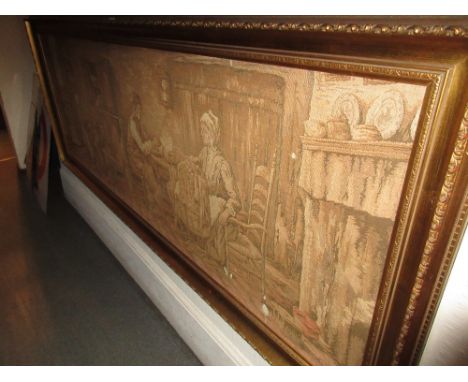 Large gilt framed French machine woven tapestry
