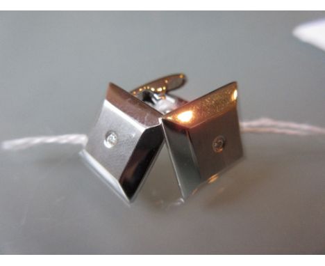 Pair of 9ct white gold diamond set cufflinks