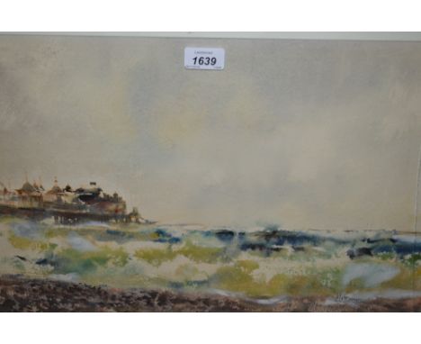 Matt Bruce, watercolour, view of Brighton pier, together with a mixed media coastal scene