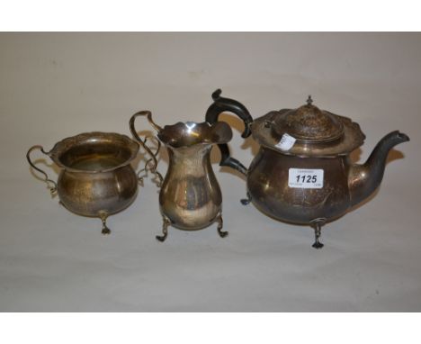 20th Century London silver circular baluster form tea service
