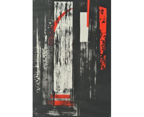 John Piper, artist signed coloured lithograph, Leckhampstead, Berkshire, a Victorian church, 26ins x 18.25ins, framed