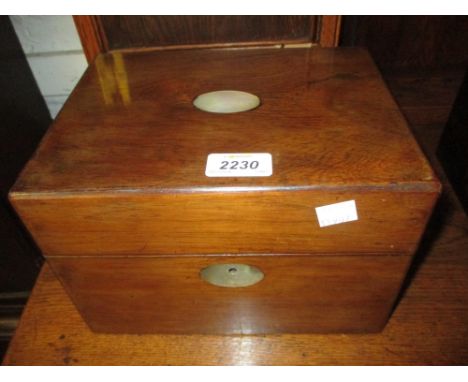 Victorian rosewood dressing case, the mother of pearl inlaid hinged lid enclosing a fitted interior