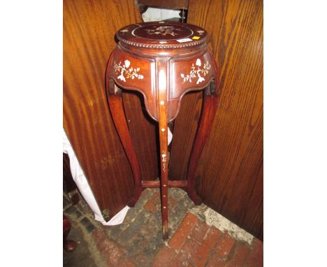 20th Century Chinese hardwood mother of pearl inlaid jardiniere stand