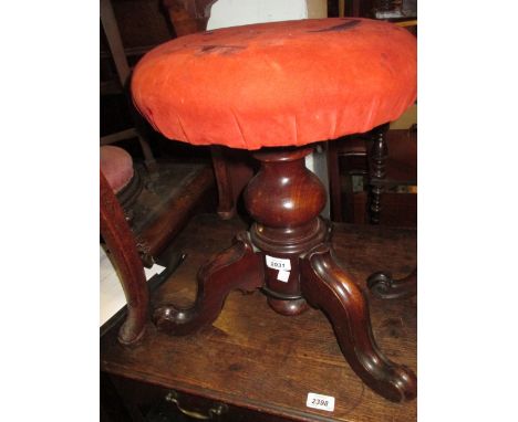 19th Century rosewood revolving seat piano stool on turned centre column and tripod support together with a rectangular mahog