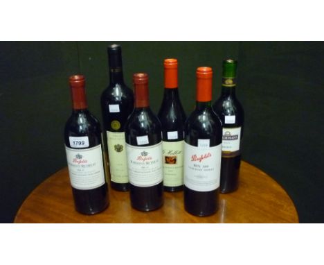 Two bottles Penfolds Rawson's Retreat bin 35 Shiraz Cabernet Sauvignon, Ruby Cabernet, vintage 2000, one bottle Penfolds bin 