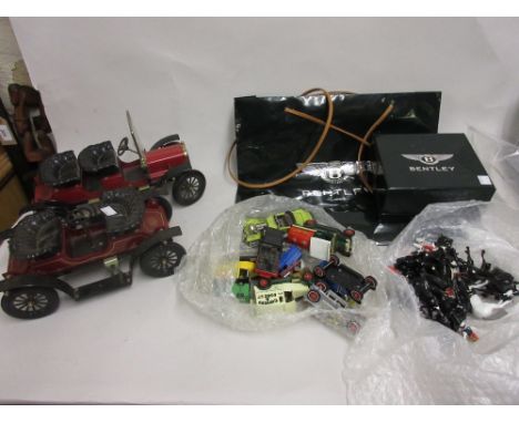 Two Limited Edition of Ipswich model vintage cars, small collection of other model cars, quantity of toy soldiers and a model