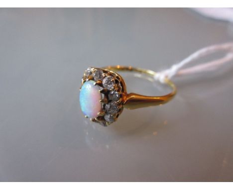 18ct Gold opal and diamond set ring