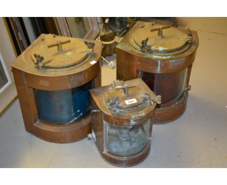 Ships copper mast head lamp and two others similar