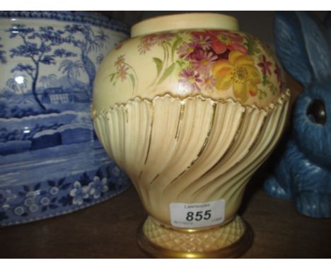 Royal Worcester blush ivory floral decorated baluster form vase (lacking cover)